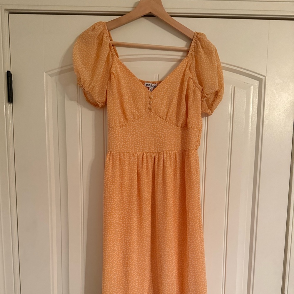 Mimi Chica Fairy Peach Floral Empire Dress Medium Cottagecore Feminine Coquette